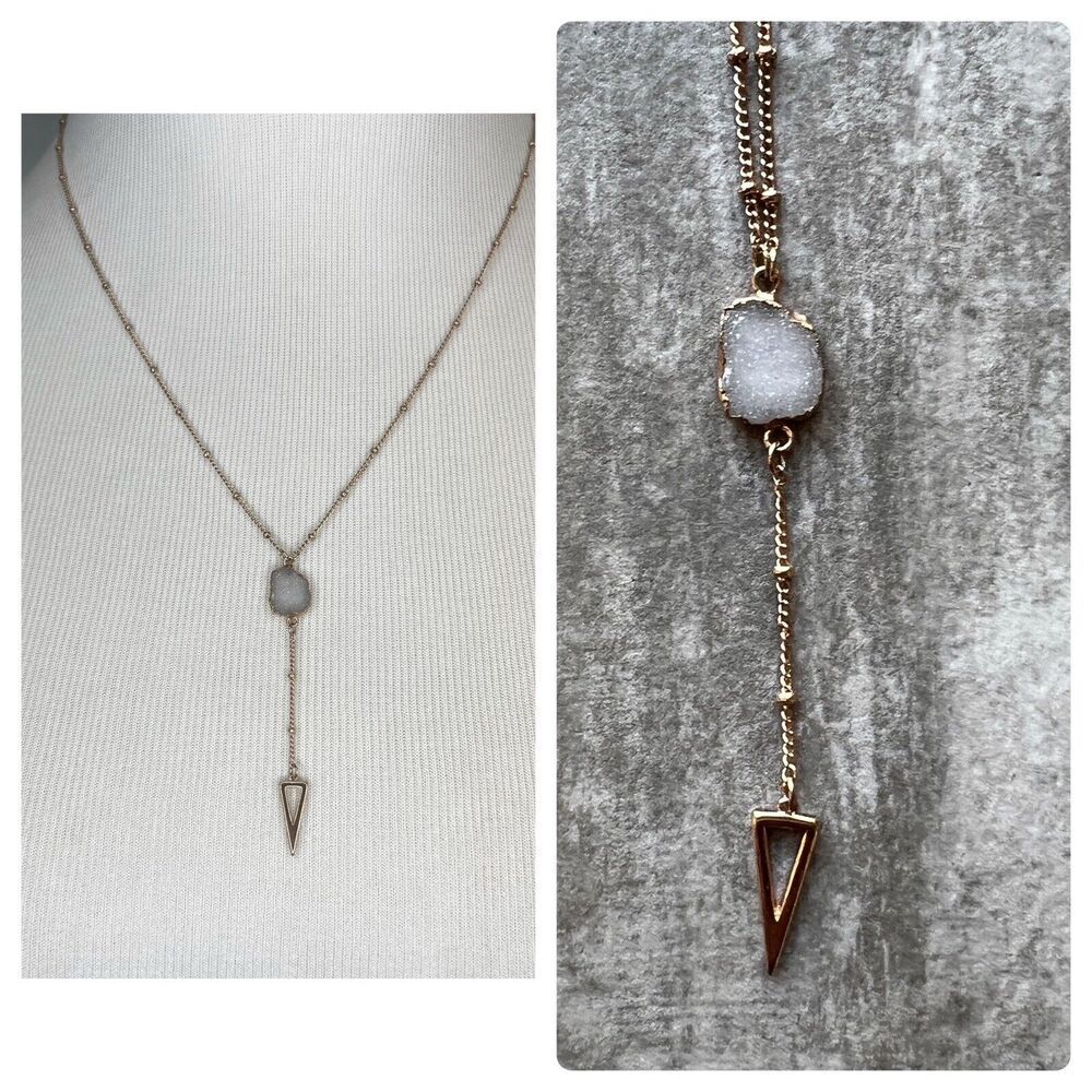 Los Angeles Boutique Rose Gold Long Chain Fashion Boho Gemstone Necklace NEW